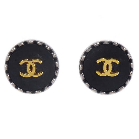 CHANEL 1996 Black Earrings Clip-On 96A 03721 - Picture 1 of 4